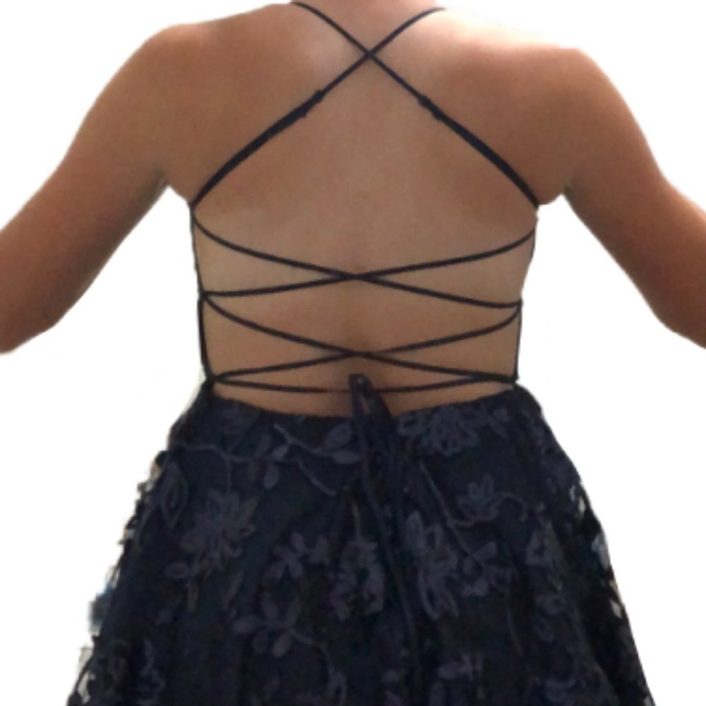Navy Blue Sequin Dress - Picture 2 of 4